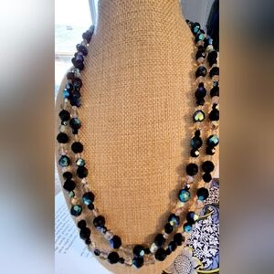Joan Rivers Black and Iridescent Beaded Necklace